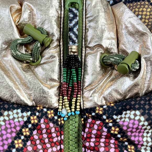 FARM Rio Tropical Puffer Metallic Coat Jacket Multicolor Size XS - Picture 3 of 6